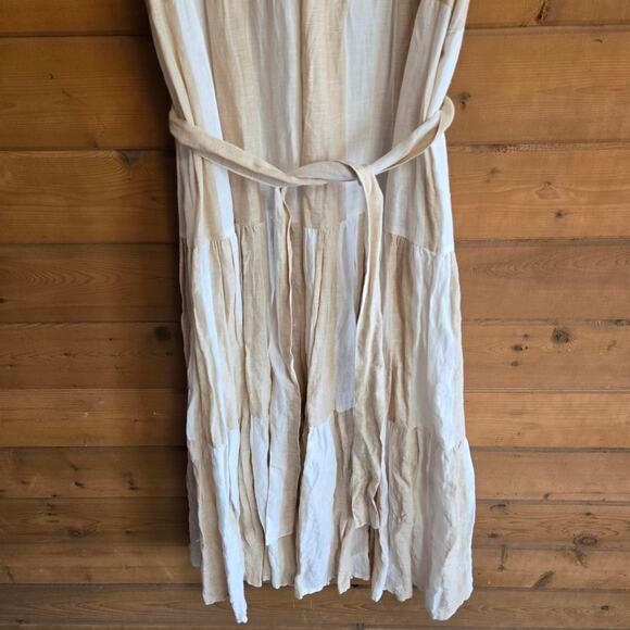 Laude The Label x Madewell Organic Linen Tiered Maxi Dress Tulum Stripe L Boho - Picture 5 of 8
